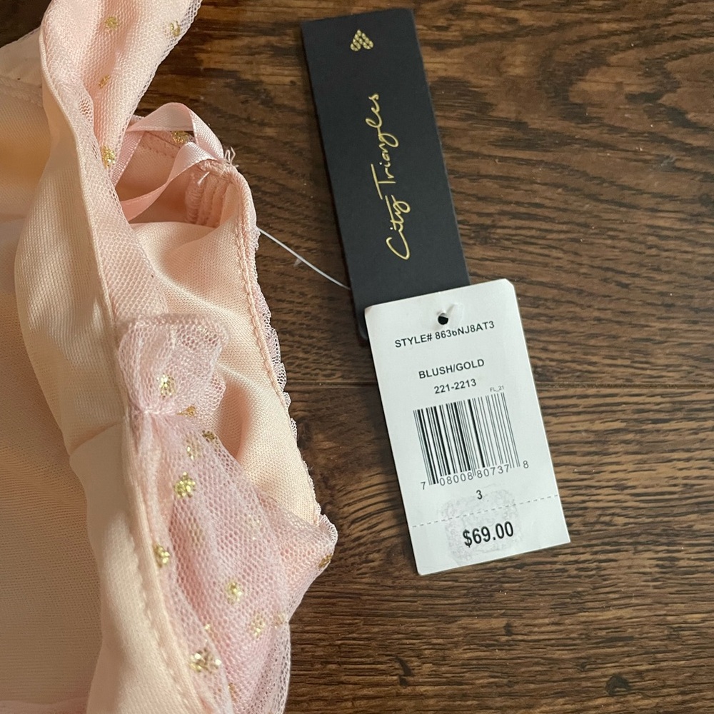 BNWT Mesh pink ruffle with dot of golden dress - Picture 6 of 10
